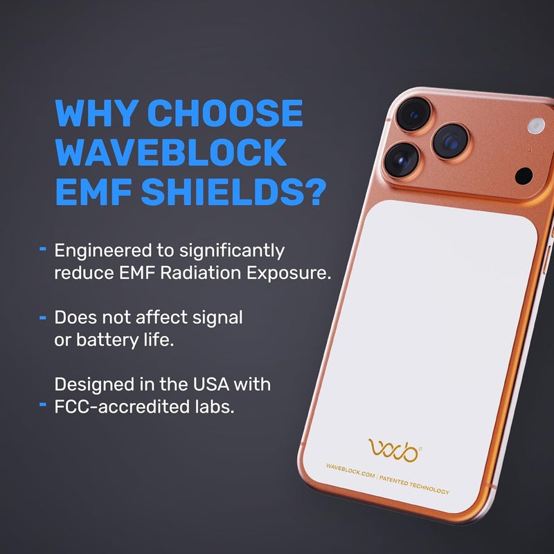 WAVEBLOCK EMF Blocker for Cell Phone - Made for iPhone 17 Pro Max - The Only Patented, Real Scientifically Backed, Lab-Tested 5G-Shield Sticker to Protect You & Your Loved Ones - USA Made White - Image 2